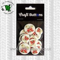 CFB009 - S & W CRAFT BUTTONS - PACK OF 15 - 9 X 18MM & 6 X 25MM - FLOWERS